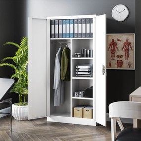 Szafa gospodarcza zamykana DAWID 900 x 1850 x 450 mm, biała