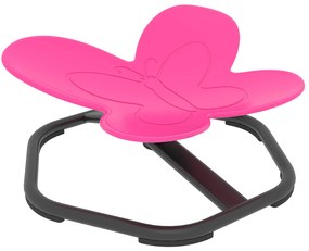 AIYAPLAY Sensoryjny fotel obrotowy dla dzieci, w kształcie motyla, wspiera równowagę i koordynację, Plastik, Metal, Różowy