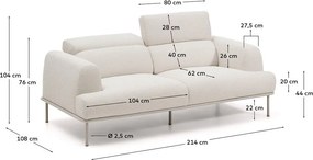 Beżowa częściowo rozkładana sofa z tkaniny szenilowej 214 cm Aurum – Kave Home