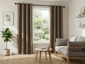 Beżowa zasłona OXFORD 140x250 cm Zawieszanie: Metalowe pierścienie