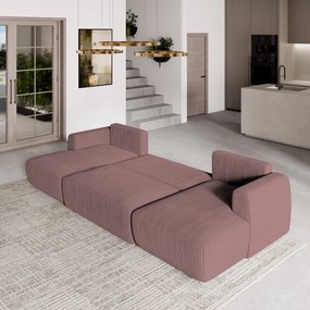 Masseno Narożnik SENTUM z funkcją spania i pojemnikiem na pościel Narozniki U, Rozkładana sofa - Wrzosowy, POSO 130