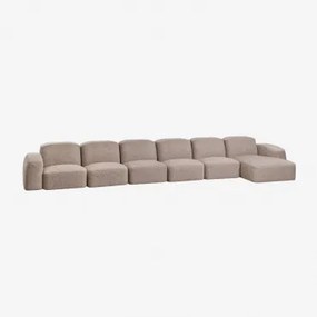 Bastian 6-częściowa Sofa Modułowa Z Leżanką Prawostronną Tkanina Mokka Brąz Bouclé - Sklum