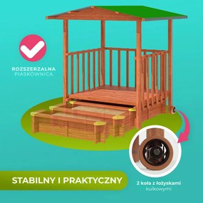 Piaskownica z werandą SUNNY, 130x130x143cm, brązowa/zielona Jurhan