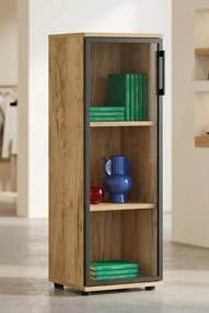 Niski regał biurowy z witryną dąb craft E8-P83