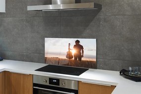 Szklany Panel Muzyk z Gitarą