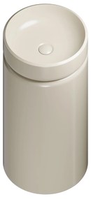 Umywalka z konglomeratu wolnostojąca okrągła beżowa błyszcząca 85 x 40 cm RONA Beige Glow : Podłączenie syfonu - Do podłogi