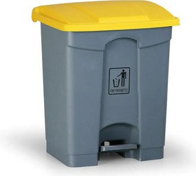 Uniwersalny kosz na śmieci do segregacji z pedałem, 45 l, 610 x 400 x 400 mm, żółty