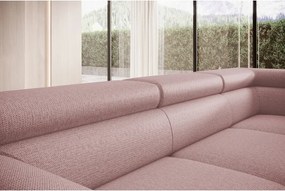 Narożnik RAVEN L Lewostronny wolnostojący z funkcją spania tkanina ARAGON 62 Pudrowy Róż WERSAL