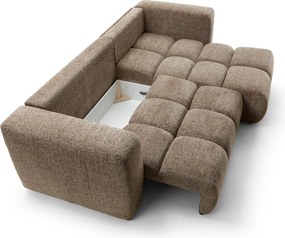 Masseno Narożnik ARTE z funkcją spania i pojemnikiem na pościel Narozniki L, Rozkładana sofa - Brązowy, BELLO 10