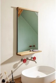 Lustro z półką z drewnianą ramą ścienne 50x75 cm Lun – noo.ma