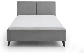 Szare tapicerowane łóżko dwuosobowe ze stelażem 140x200 cm Piano – Meise Möbel