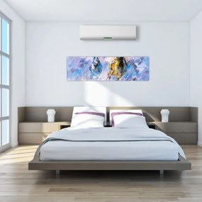 Obraz biegnących koni, obraz olejny (170x50 cm)
