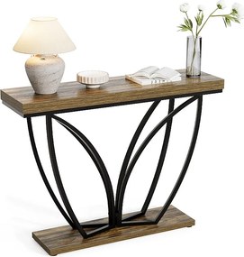 105 cm Industrialny stolik konsolowy za kanapą, wąski i długi do przedpokoju