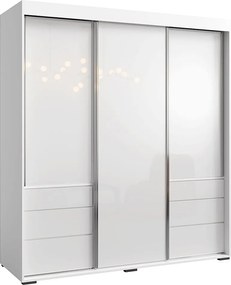 Szafa przesuwna z szufladami Torino 3D 180 Biała (lacobel)