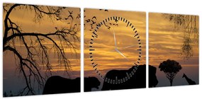 Obraz Safari (z zegarem) (90x30 cm)