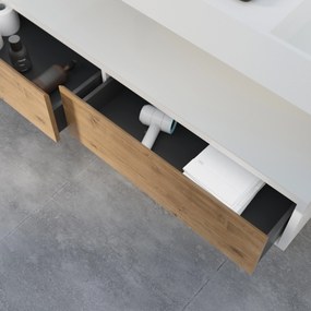 Szafka łazienkowa Sideboard Fiona Slim 160 cm Biała MatowaFront o wyglądzie dębu