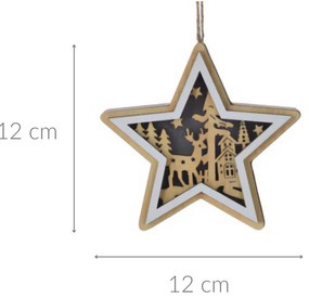 Drewniana dekoracja świąteczna do zawieszenia, 12 cm