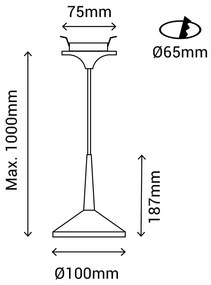 Biała lampa wisząca SULION Rita, wys. 100 cm