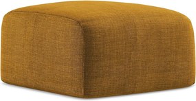 Pufa - z tkaniny strukturalnej - musztardowy - LEILA