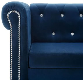 Aksamitna sofa w stylu Chesterfield Charlotte 3Q - niebieska