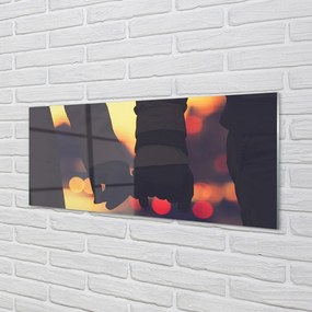 Szklany Panel Dłonie Zakochanych w Blasku Świateł