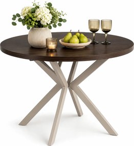 Orzechowy stół okrągły rozkładany 90-190 cm orzech + kaszmir C8-P35