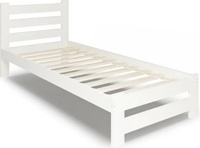 Białe drewniane łóżko z zagłówkiem 100x200 K6-K56