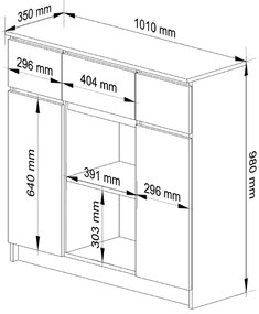Komoda z 3 szufladami dąb sonoma K2-W25
