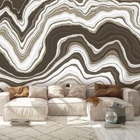 Fototapeta - Złoto-brązowy marmur (196x136 cm)