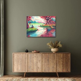 Obraz - Akwarela, Bay in a mountain village (70x50 cm)