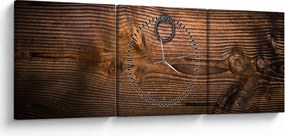 Obraz tekstury drewna (z zegarem) (90x30 cm)
