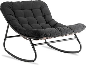 Fotel Bujany Wypoczynkowy AURORA na Płozach Czarny Nowoczesny