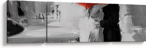 Obraz - Zakochana para pod parasolem, czerwony (170x50 cm)