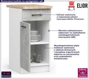 Dolna szafka kuchenna w kolorze betonu - Poli 3X