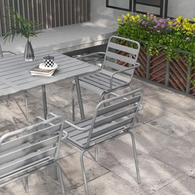 Outsunny Zestaw do jedzenia na zewnątrz, Zestaw mebli ogrodowych, odporny na pogodę, 150 x 80 x74 cm, Jasnoszary