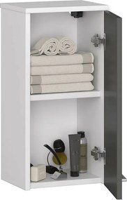 Szafka łazienkowa wolnostojąca: 1 drzwi, 2 półki, kolor biały | Grafitowoszary, 30 x 60 x 22,5 cm