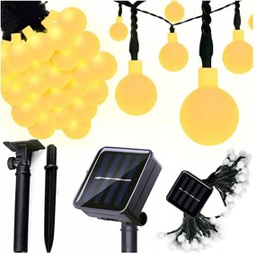 Solarny łańcuch dekoracyjny 50 diod LED / 8 trybów 500 mAh 9,5 m IP67 ciepła biała