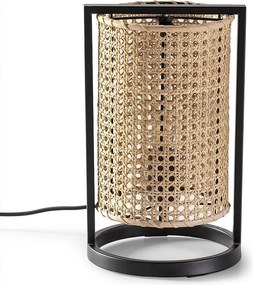 Lampa stołowa Isao z wikliny naturalnej, średnica 20 cm.
