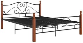 Łózko metalowe czarny + ciemny dąb 120x200 cm - Dexir