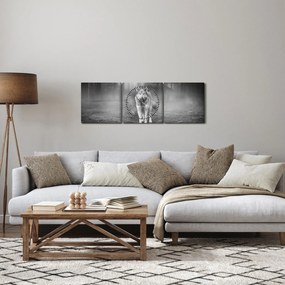 Obraz - Strażnik leśny, czarno - biały (z zegarem) (90x30 cm)