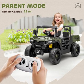 AIYAPLAY Pojazd elektryczny, 2 silniki, bagażnik, design UTV, funkcja muzyczna, zielony
