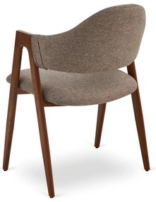 Krzesło Tapicerowane do Salonu RUIZ Beżowe/Orzech Nowoczesne Loft