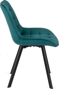 Zestaw Stół Okrągły Rozkładany HARRY 102-142 cm Dąb Craft/Czarny i 4 Krzesła Tapicerowane RICK Turkusowe Nowoczesne