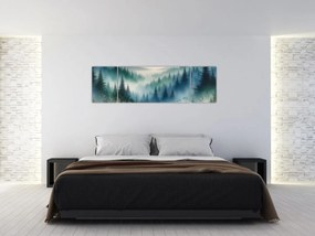Obraz - Leśny krajobraz z mgłą (170x50 cm)