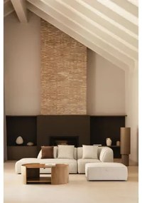Narożna Sofa Modułowa Cardea 2-częściowa Z Leżanką Po Lewej Stronie I Tapicerowanym Pufem Tkanina Bouclé W Kolorze Kremowo-beżowym - Sklum