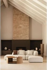 Sofa Modułowy Narożny 2-częściowy Z Lewym Szezlongiem I Tapicerowanym Pufem Cardea Bukla Kremowy Beż - Sklum