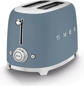 Toster Smeg 2-slotowy 950W Niebieski Burzowy styl lat 50. z 6 poziomami opiekania i funkcjami rozmrażania, podgrzewania, bagel