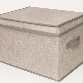 Organizer Tekstylny Szary Pudełko z Pokrywą 40x30x25cm do Szafy Garderoby