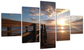 Obraz molo, plaży i morza (125x70 cm)