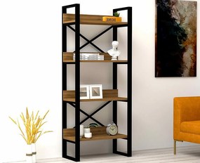 Rustykalna półka industrialna – 63 x 150 x 30 cm – Kolor orzecha włoskiego – Płyta wiórowa